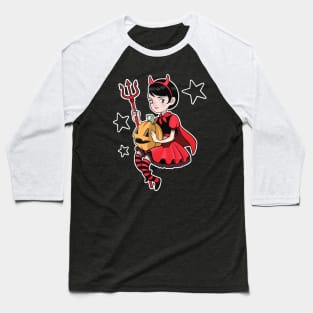 Little Devil Girl Baseball T-Shirt